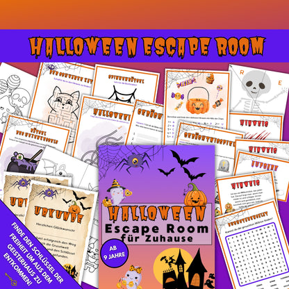 Halloween Spiel Escape Room für Zuhause Kinder ab 9 Jahre Schatzsuche Schnitzeljagd mit vielen Rätsel & Aufgaben Partyspiel für Kinder
