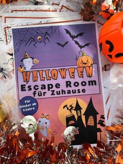 Halloween Escape Room für Zuhause Kinder ab 9 Jahre Schatzsuche Schnitzeljagd mit vielen Rätsel & Aufgaben Halloween Partyspiel für Kinder
